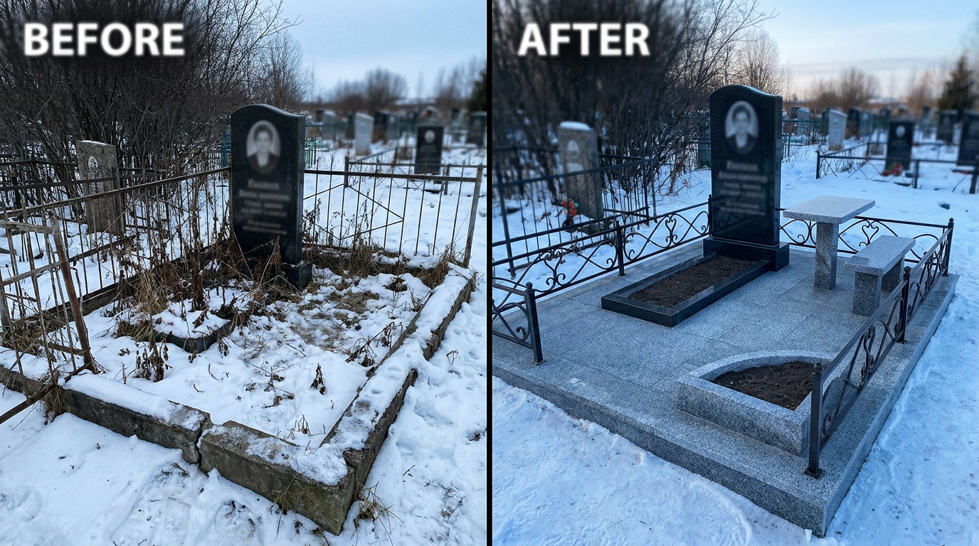 Благоустройство могилы в Ханты-Мансийске — пример 2