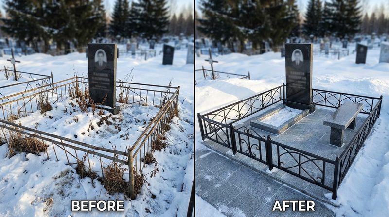 Благоустройство могилы в Ханты-Мансийске — пример 1