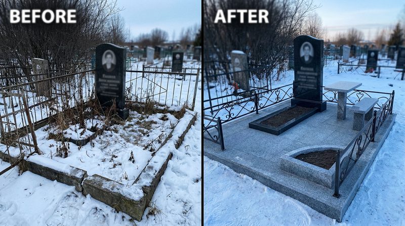 Благоустройство могилы в Ханты-Мансийске — пример 2