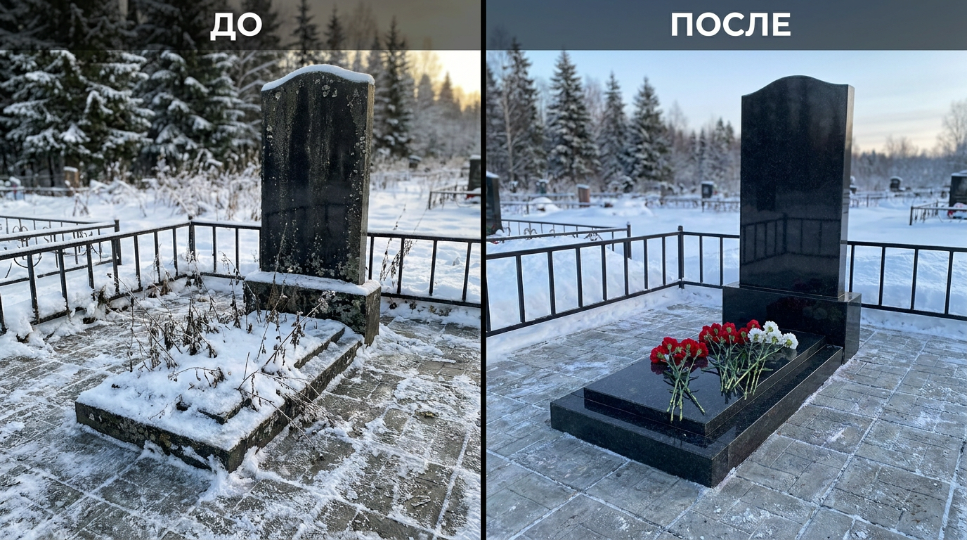 Уборка могилы в Ханты-Мансийске — пример 2